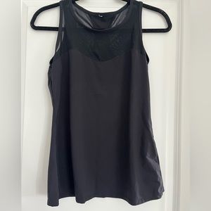Black Workout Tank Top with Mesh Top